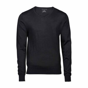 Tee Jays Mens Knitted V Neck Sweater / Black